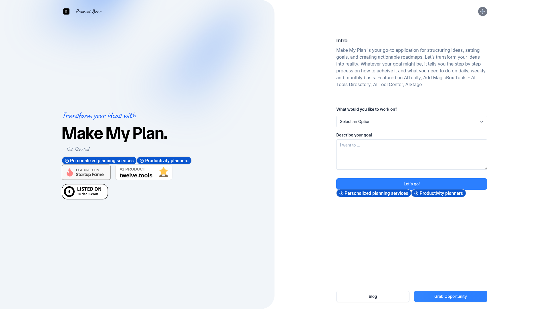 Make My Plan - Product Image