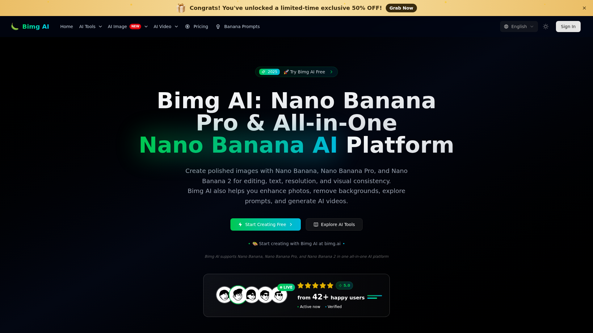 Bimg AI: Nano Banana AI Platform - Product Image