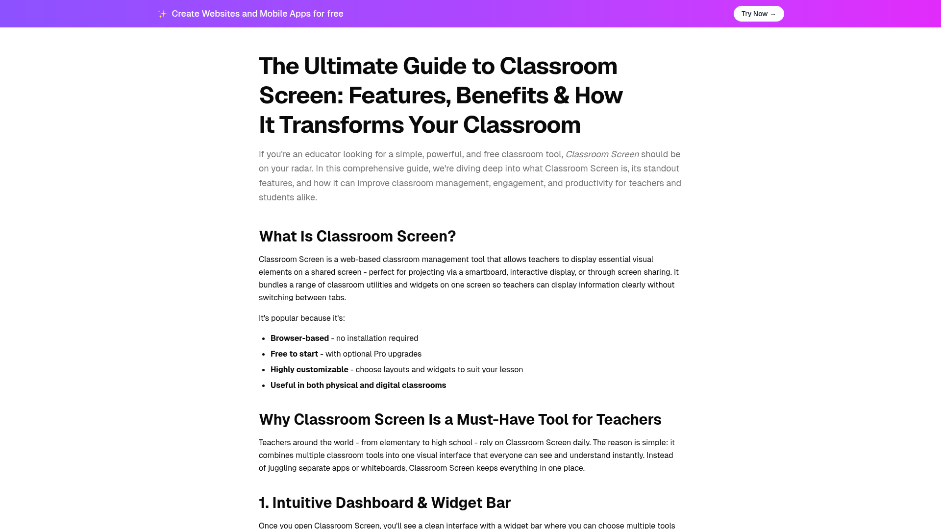 Classroom Screen - Product Image