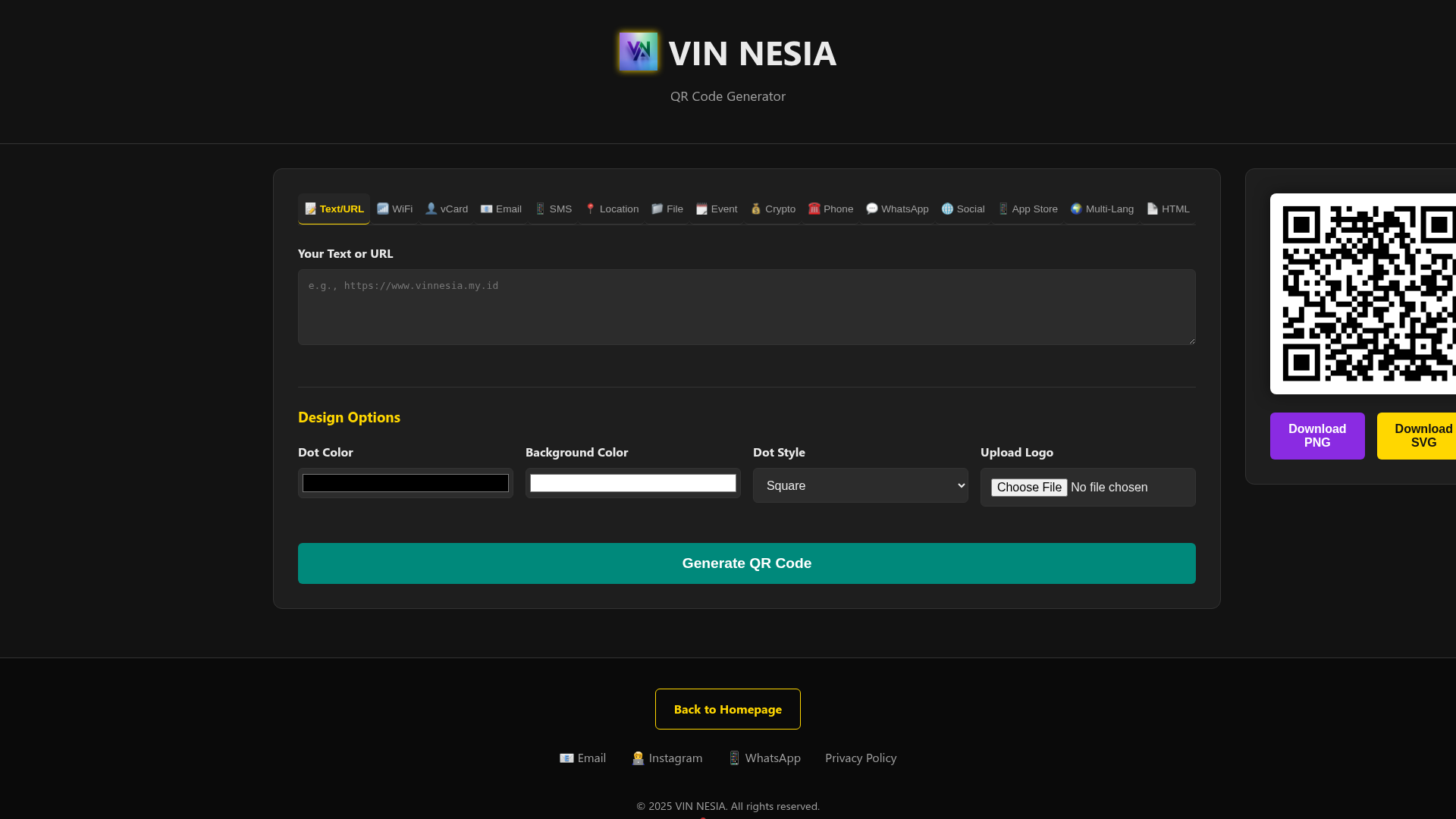 VIN NESIA QR Code Generator - Product Image