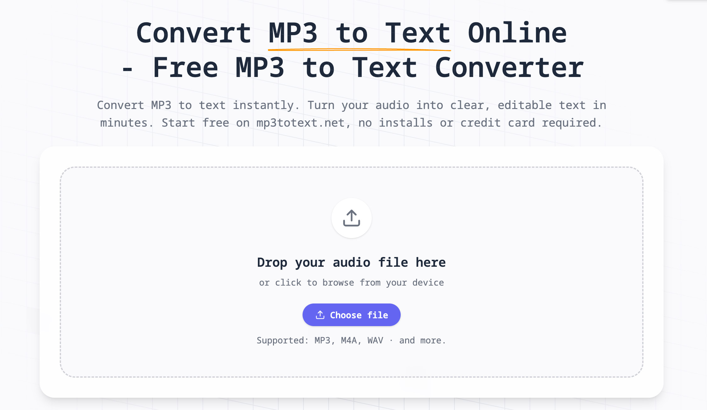 Simple MP3 to Text Online Tool - Product Image