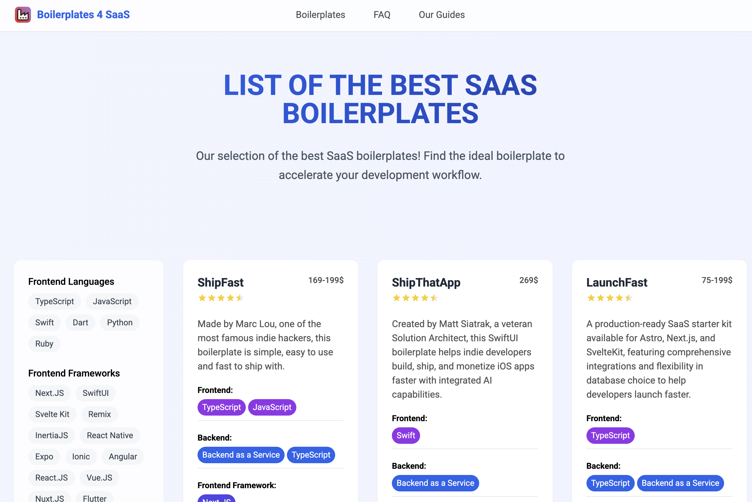 Boilerplates 4 SaaS - Product Image