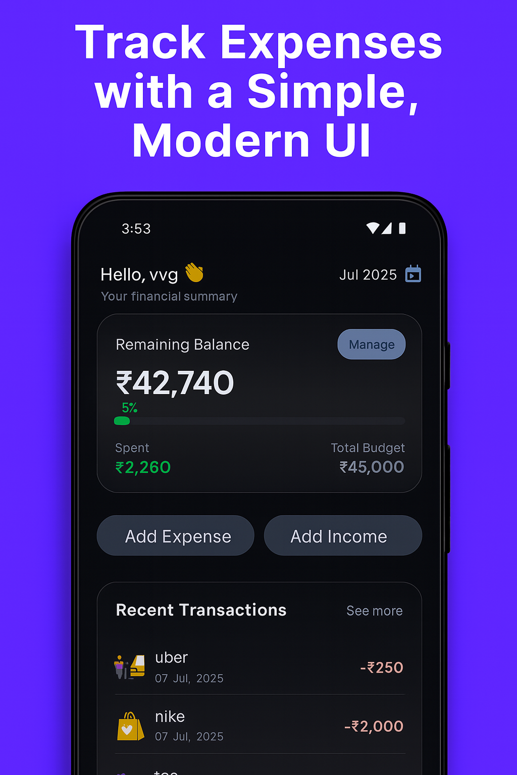 MoneyPulse Automatic Expense Tracker - Product Image