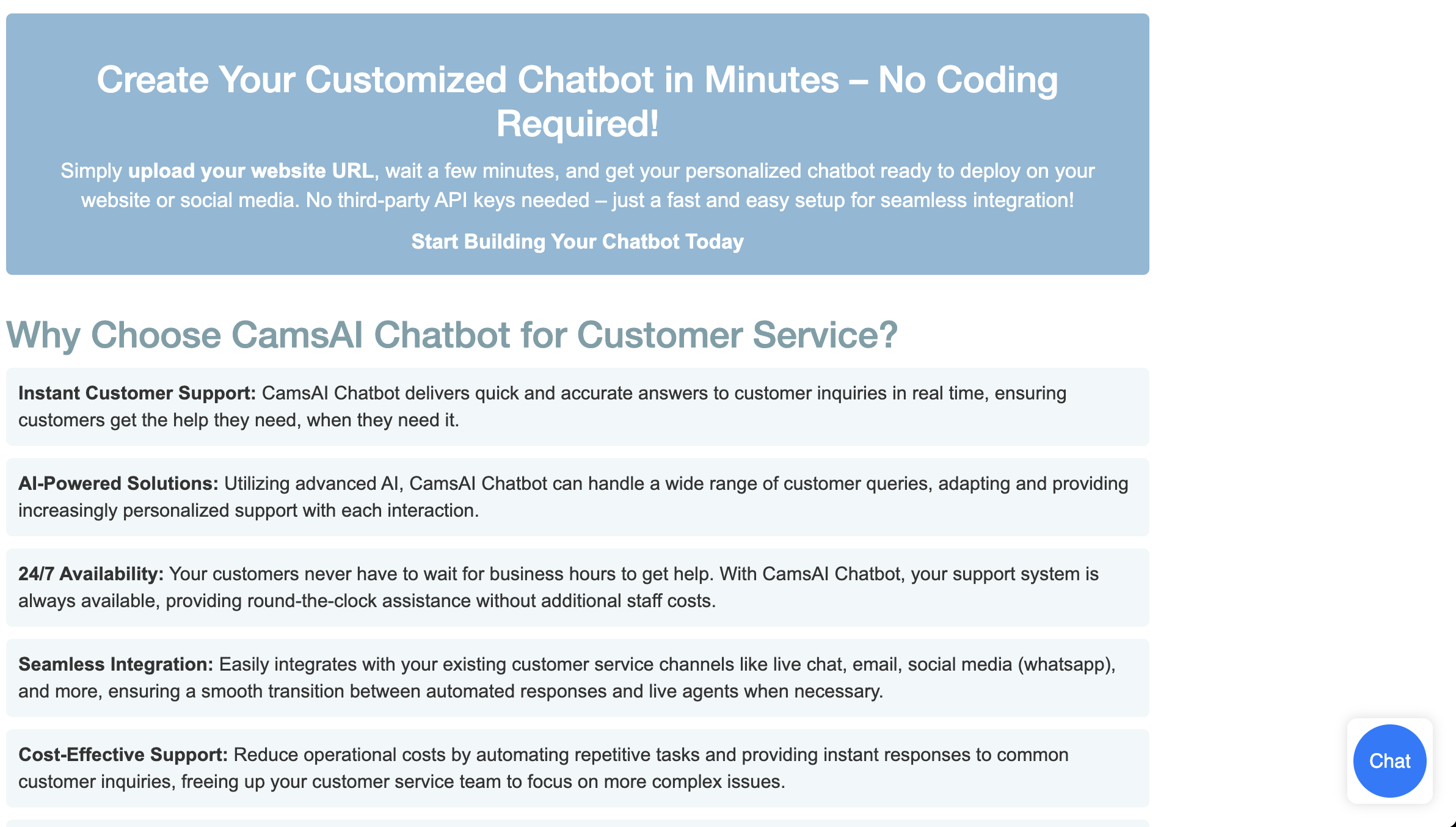CamsAI Chatbot - Product Image