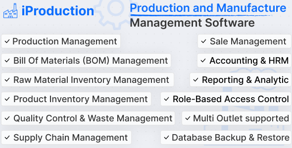 iProduction - Production and Manufacture Management Software - Product Image