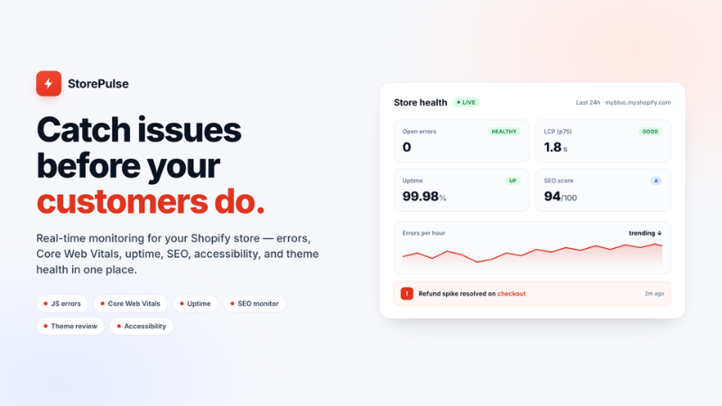 StorePulse: Monitor + AI Fixes - Product Image
