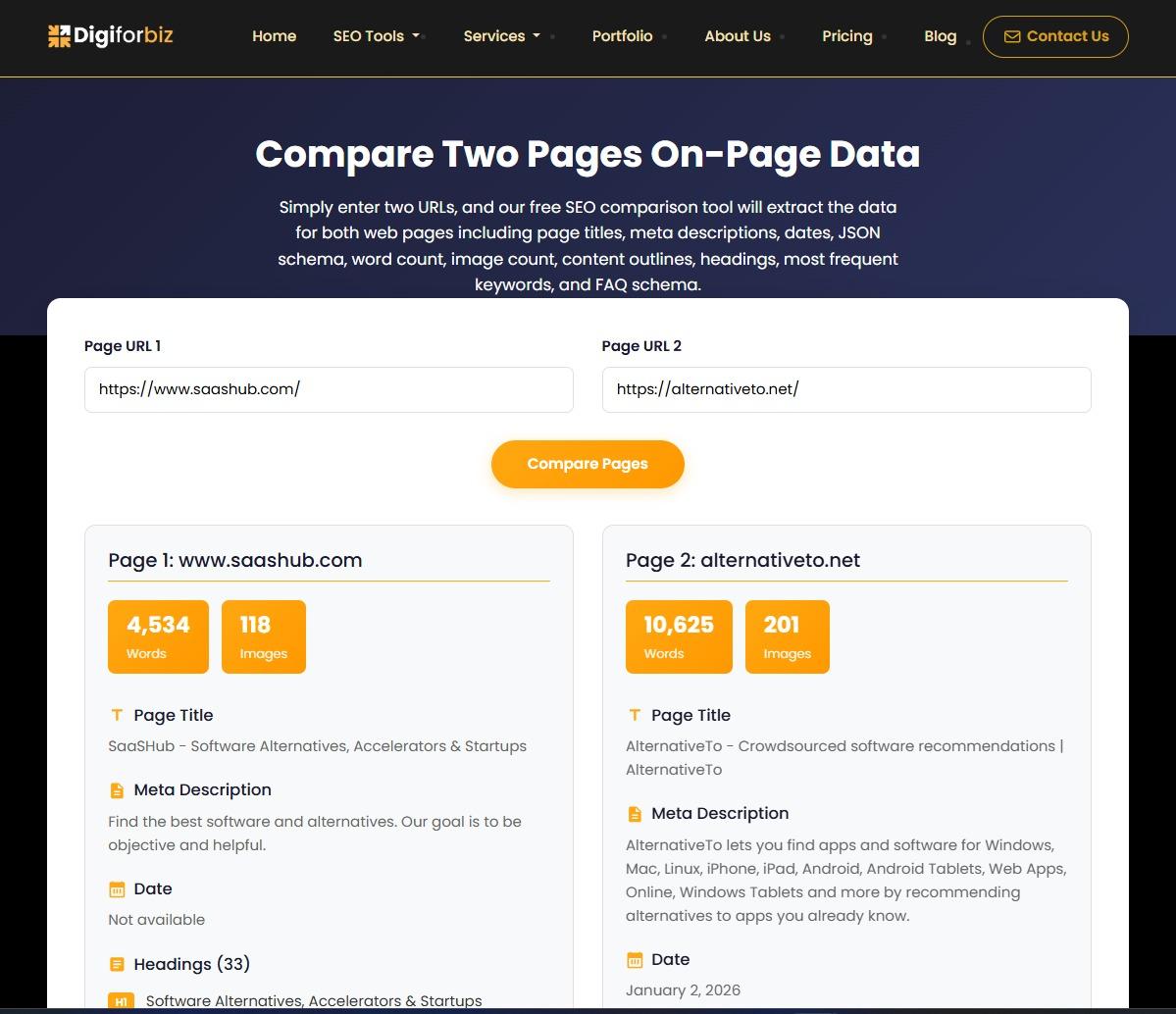 DigiForBiz Page Comparison Tool - Product Image