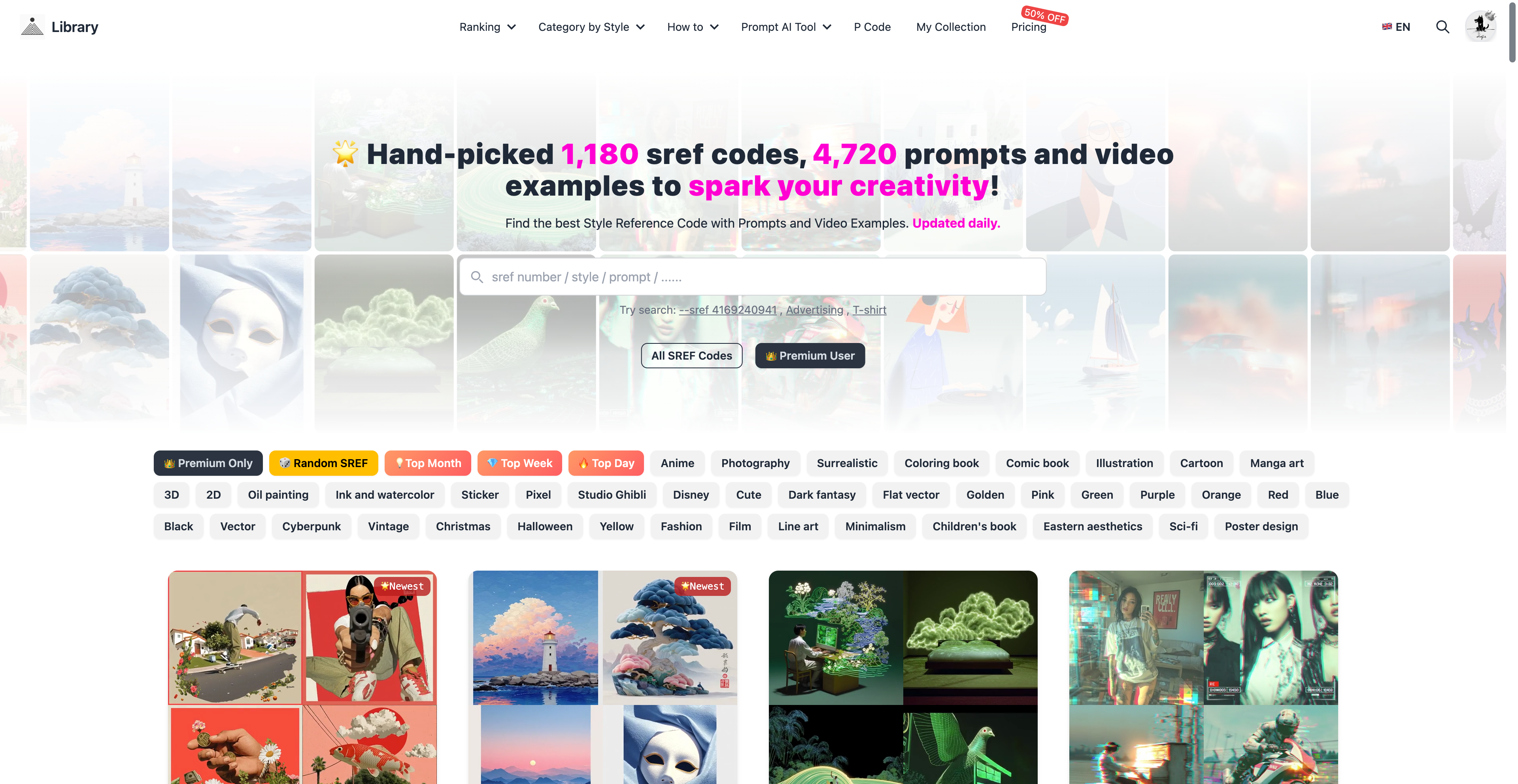 Midjourney Prompts, SREF Codes Library and Examples - Product Image