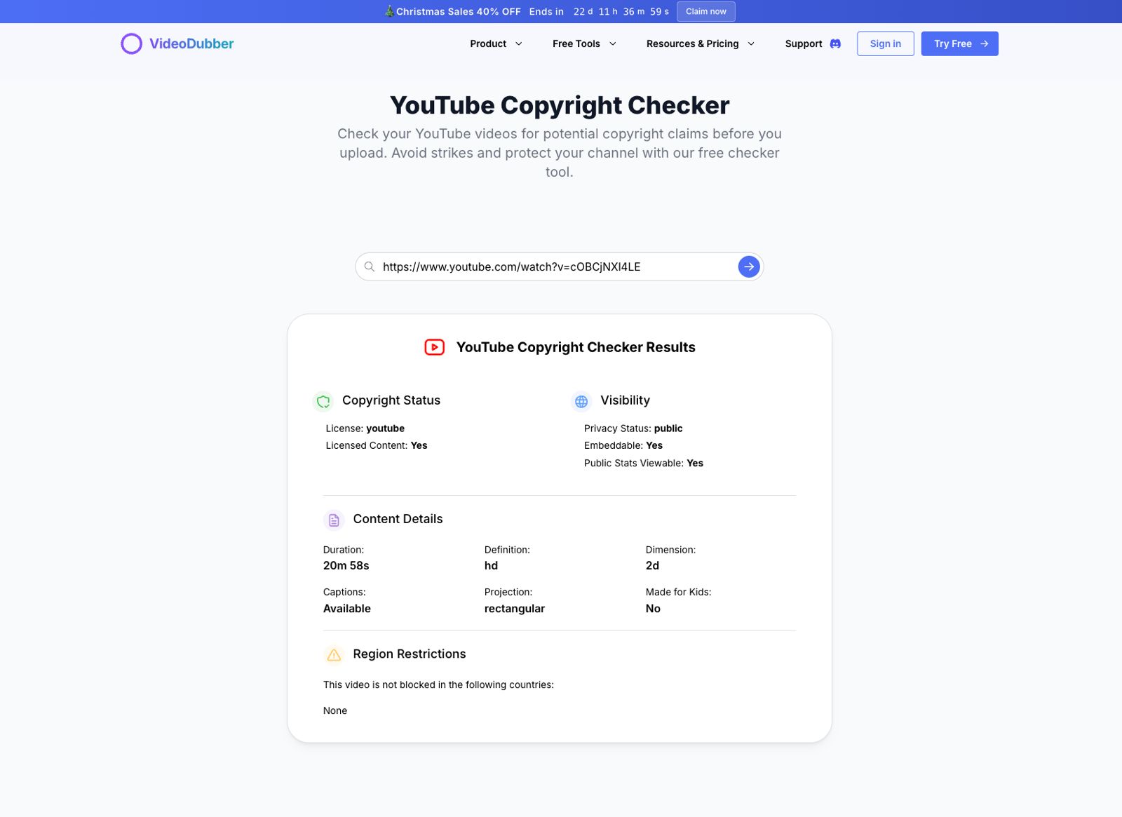 YouTube Copyright Checker - Product Image